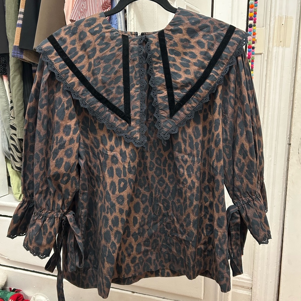Damson Madder Candice Leopard Blouse with Bows